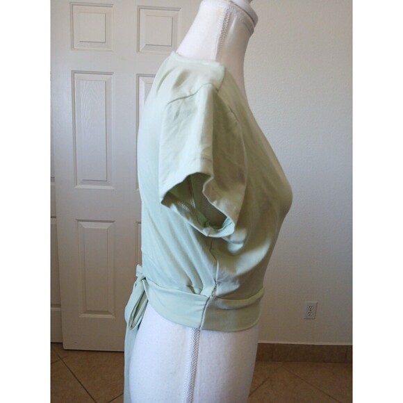 No Comment Womens Blouse V-Neck Wrap Short Sleeves Light Green Size Large - Picture 3 of 15